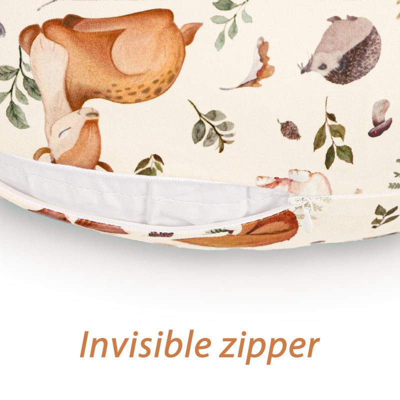 Jundetye Nursing Pillow Cover for Baby Boy and Girl, Ultra Soft Comfortable Stretchy Removable Slipcover for Newborn Breastfeeding Pillows, Woodland Animals - Image 3